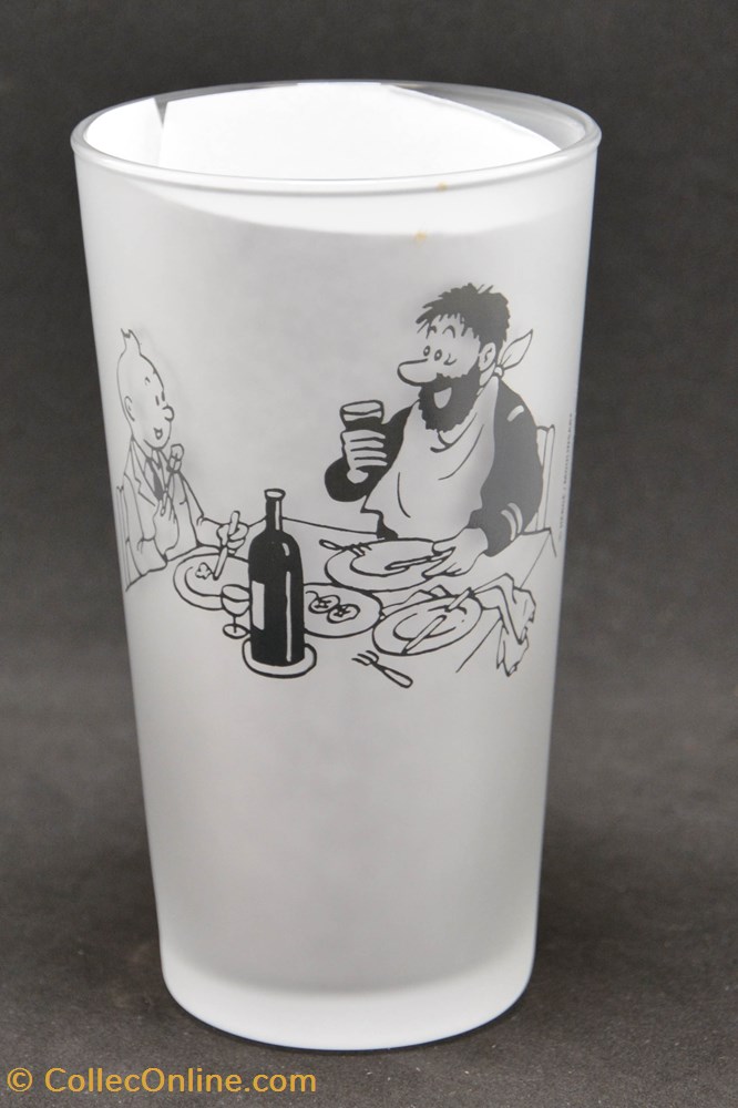 Moulinsart - Verre givré - Tintin et Haddock de la table argenterie verres moulinsart verre givre tintin et haddock