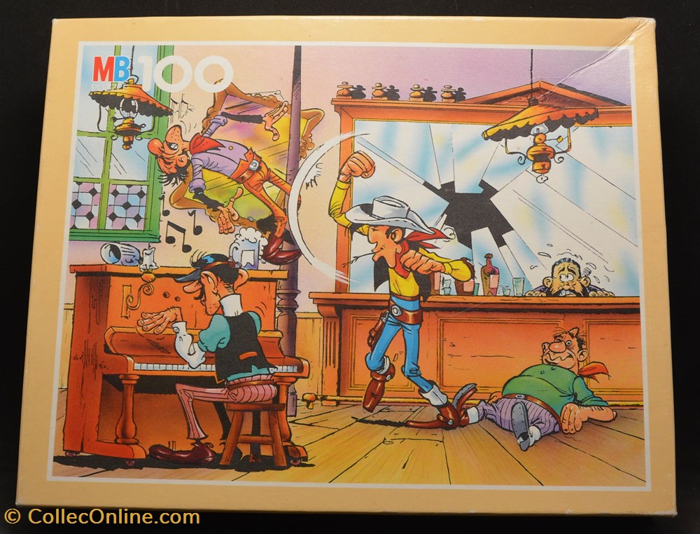 jeux de societe jouets casse tete puzzle lucky luke mb 100 pieces 1993 bagarre au saloon