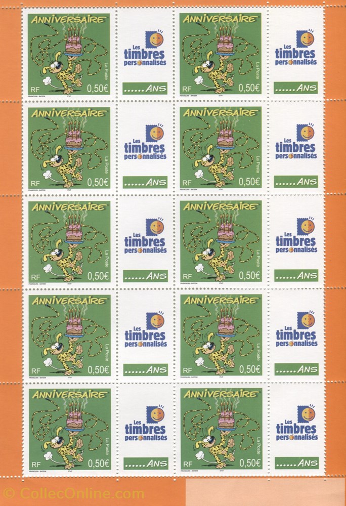 timbre france bloc neuf 10x0 50 marsupilami anniversaire