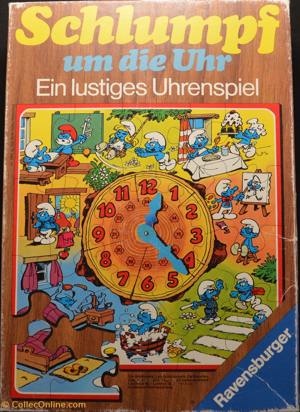 jeux de societe jouets casse tete puzzle schtroumpf ravensburger 1983 horloge schtroumpf