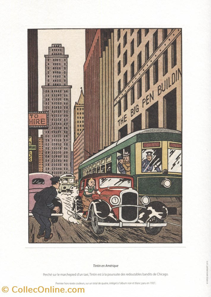 Lithographie - 2019 - Tintin en Amérique carte postale lithographie 2019 tintin en amerique