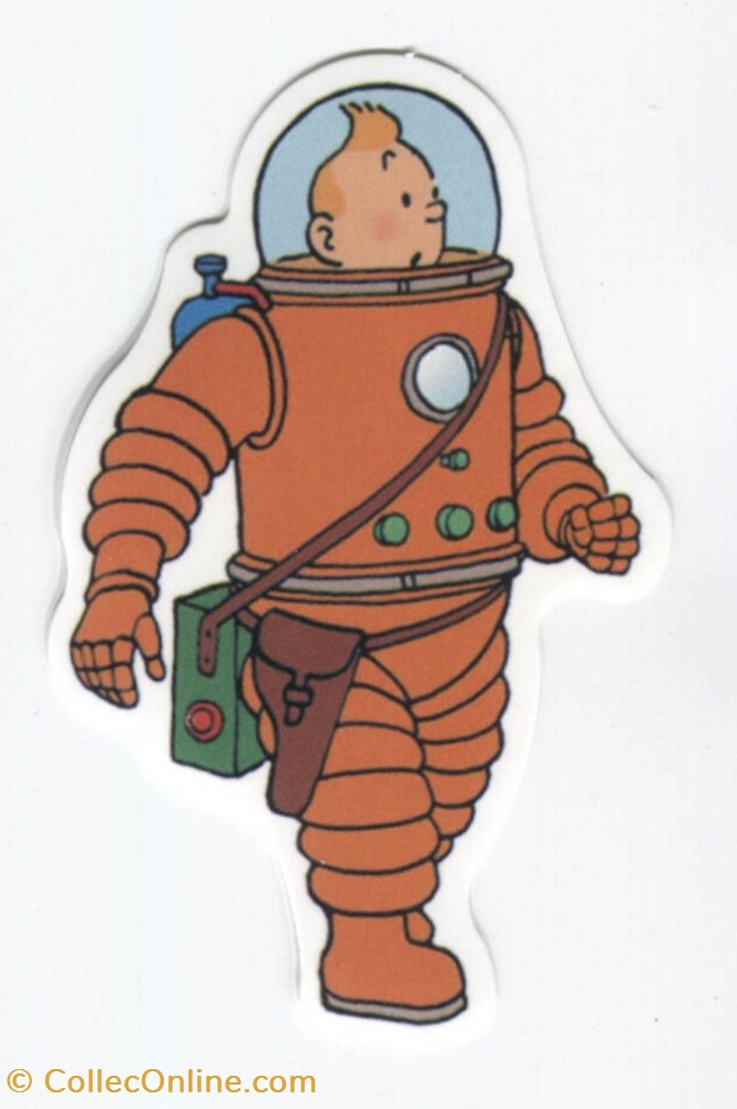 objet publicitaire autocollant tintin cosmonaute