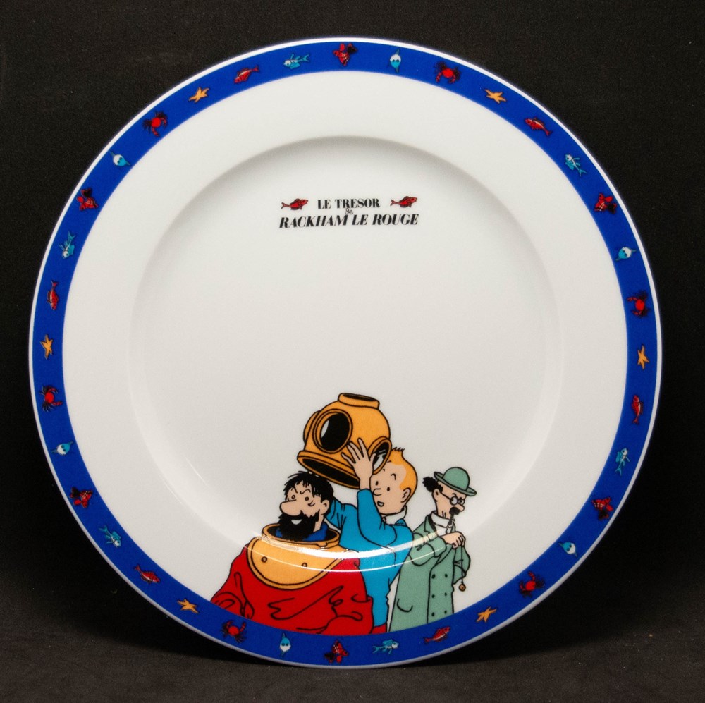 Moulinsart - 1996 - Le trésor de Rackam le Rouge - Assiette à dessert Scaphandre la table argenterie assiettes plats moulinsart 1996 le tresor de rackam le rouge assiette a dessert scaphandre