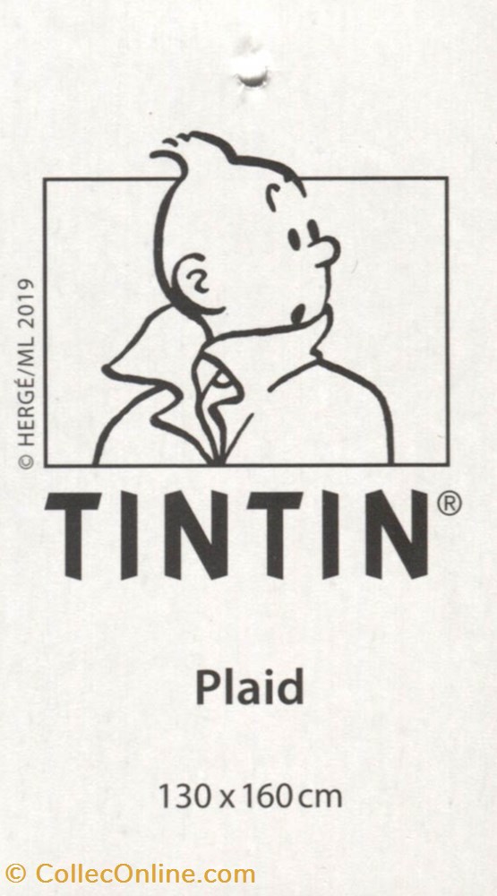 vieux papier etiquette tintin 2019 plaid 130x160cm gris