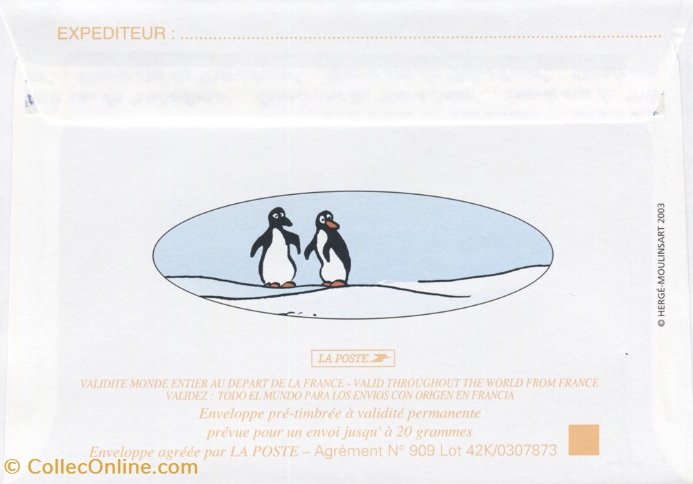 timbre france pap carte neuf 2000 tintin igloo