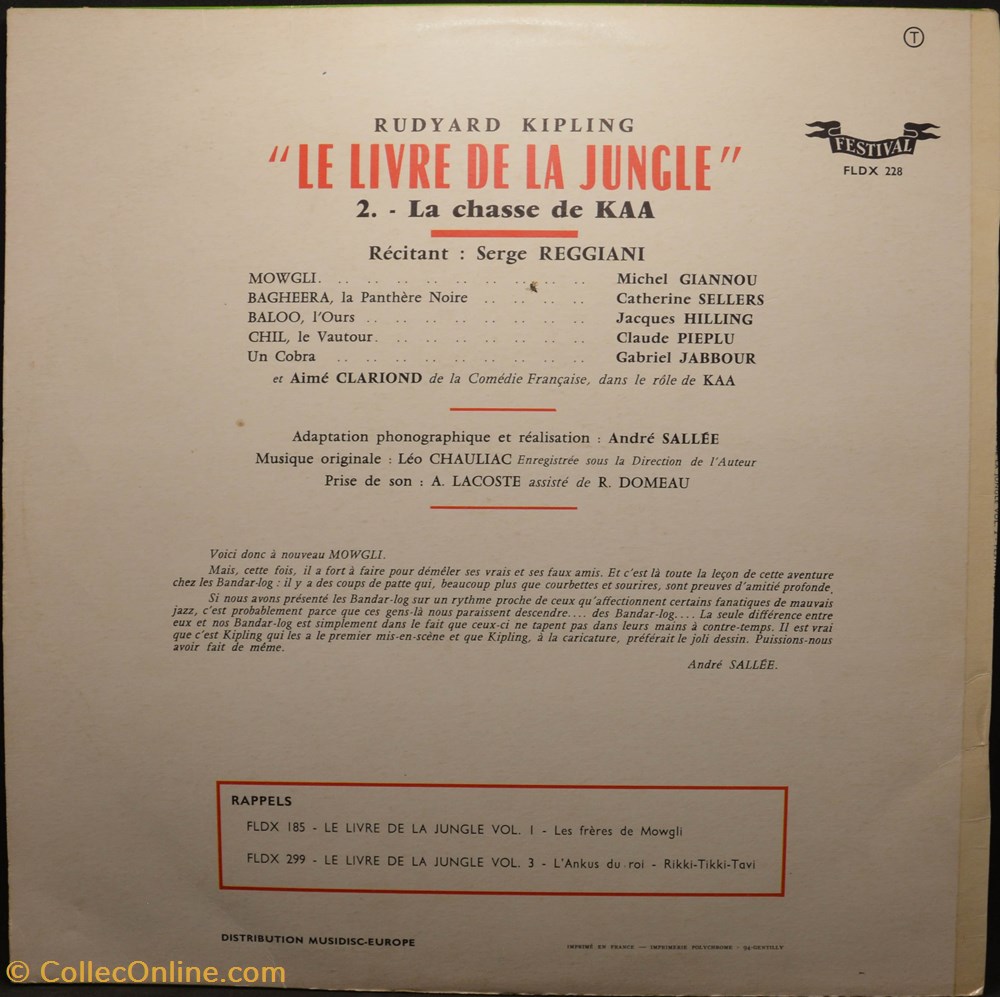 musique instruments disques vinyles vinyl 45 tours le livre de la jungle