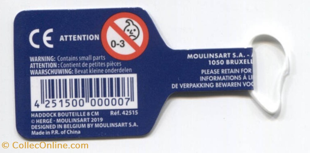 Moulinsart - 2019 - Réf. 42515 - Haddock bouteille 8cm vieux papier etiquette moulinsart 2019 ref 42515 haddock bouteille 8cm