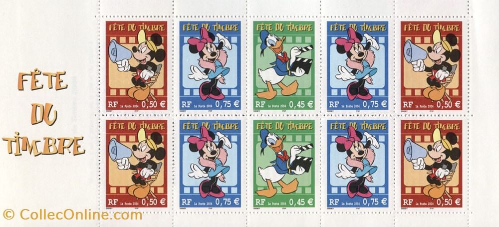 france bloc neuf 2004 2x0 45 2x0 50 4x0 75 fete du timbre mickey