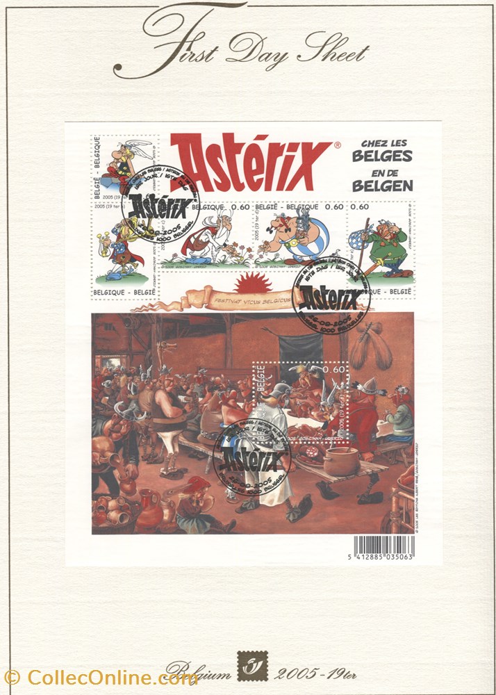 Belgique - 1er jour - Neuf - 2005 - 5*0,60€ - Astérix chez les belges timbre belgique 1er jour neuf 2005 5 0 60 asterix chez les belges