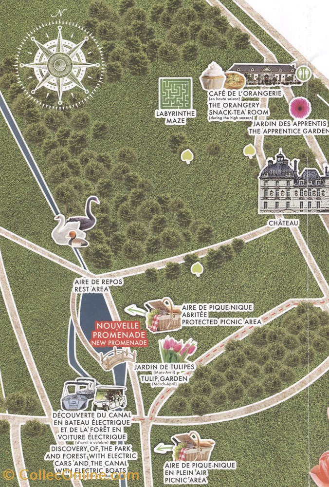 Cheverny - Brochure - Plan du domaine 3 vieux papier ticket entree cheverny brochure plan du domaine