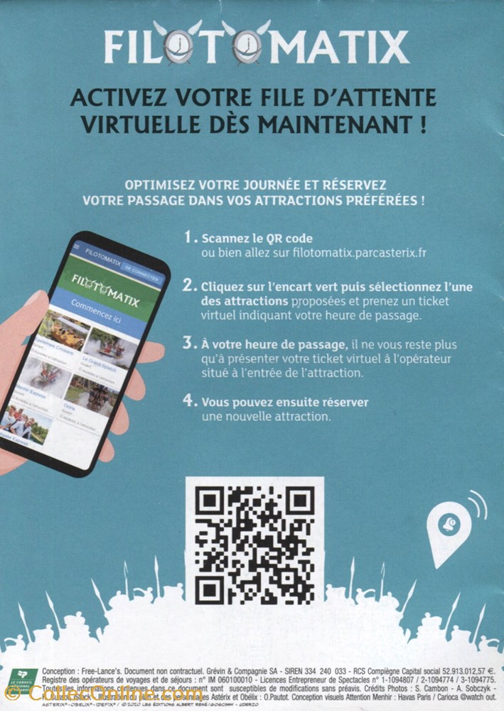 vieux papier publicite brochure parc asterix 2020 plan du parc peur sur le parc