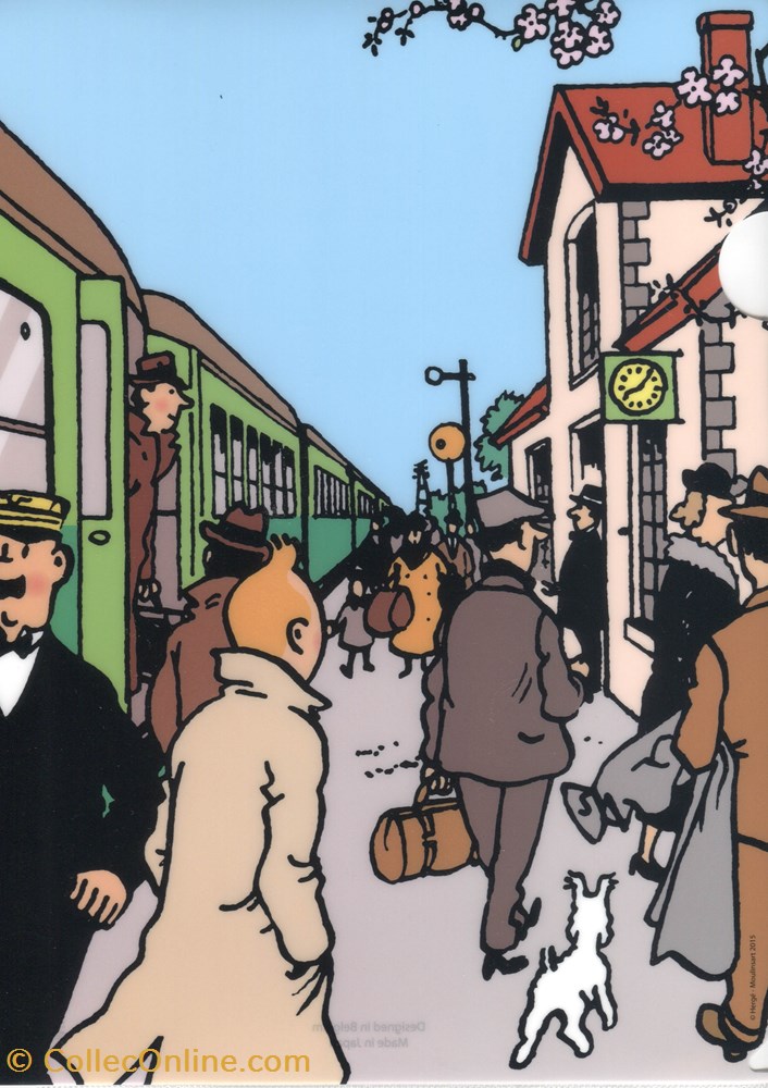 Pochette souple - Tintin en gare vieux papier autre pochette souple tintin en gare