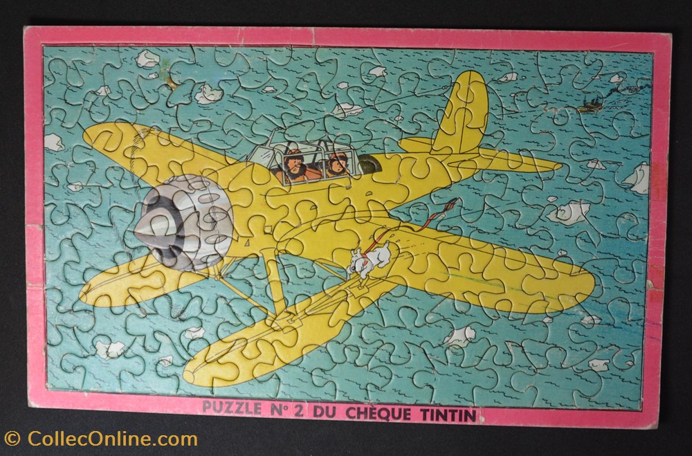 jeux jouet puzzle cheque tintin n 2 hydravion jaune