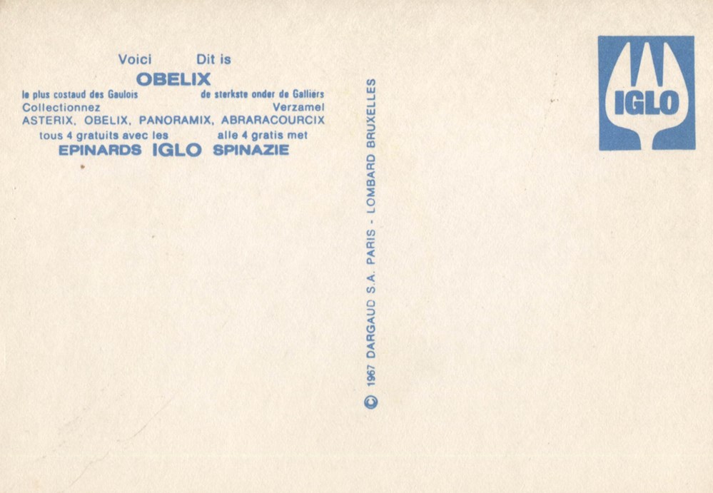 Carte - 10x15 - 1967 - IGLO - Obélix cartes postales carte 10x15 1967 iglo obelix