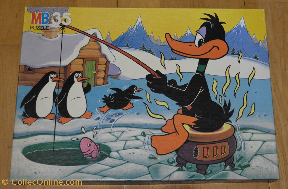 jeux societe jouets casse tete puzzle daffy duck mb 1979 35 pieces partie de peche