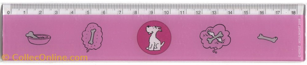 Régle - 18 cm - Moulinsart - 2009 - Milou rose vieux papier autre regle 18 cm moulinsart 2009 milou rose