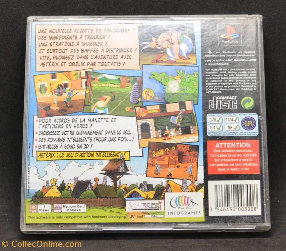 Jeux PS1 - 1998 - Astérix de societe jouets jeux ps1 1998 asterix