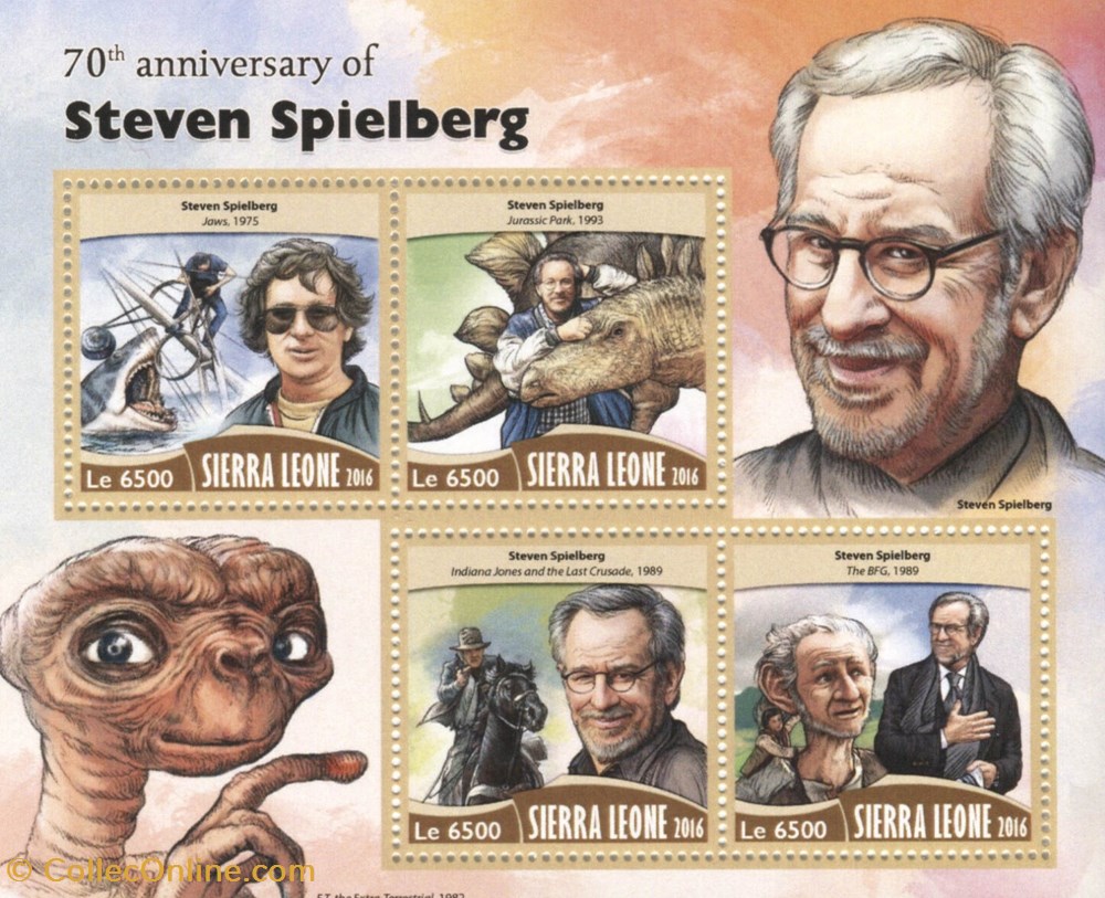 timbre sierra leone bloc neuf 2016 26000 70th anniversary of steven spielberg