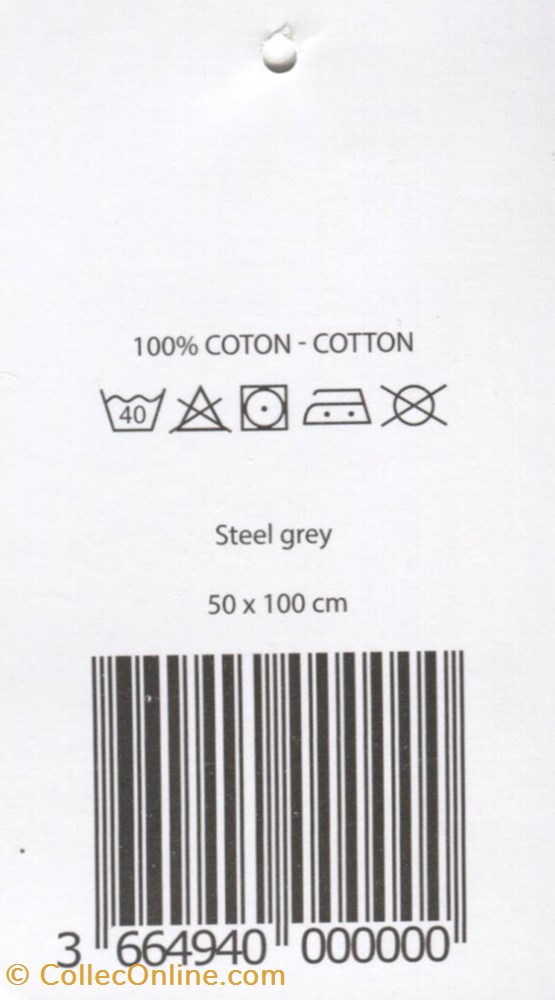 Tintin - 2019 - Serviette + gant 50x100cm - Gris vieux papier etiquette tintin 2019 serviette gant 50x100cm gris