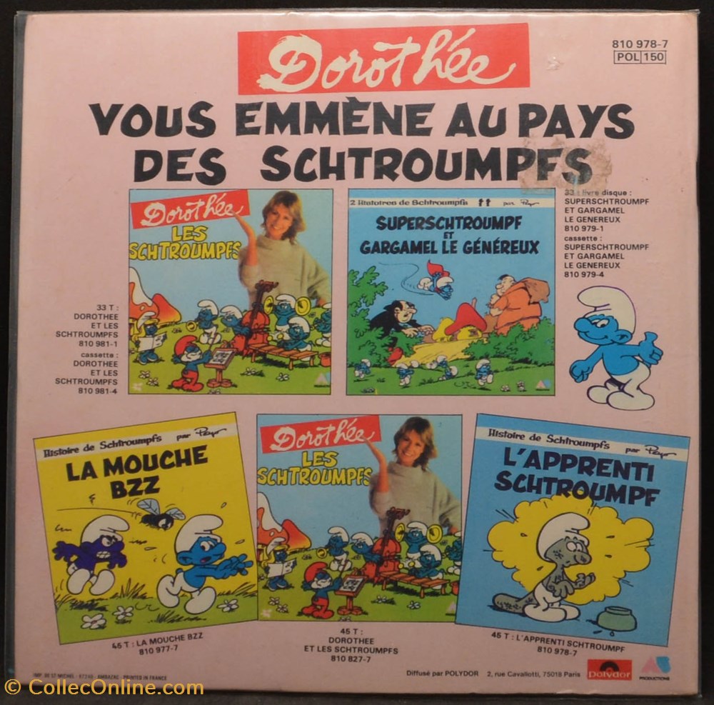 Vinyl - 45 tours - Histoire de Schtroumpfs - L'apprenti Schtroumpf musique instruments disques vinyles vinyl 45 tours histoire de schtroumpfs apprenti schtroumpf
