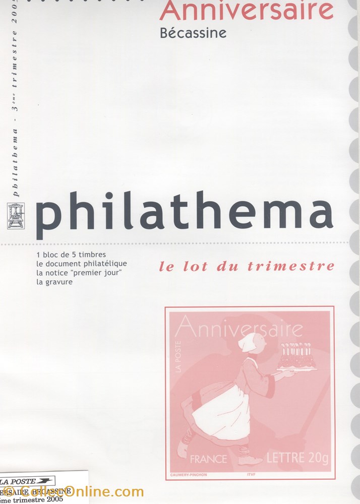 timbre france philathema neuf 2005 anniversaire becassine