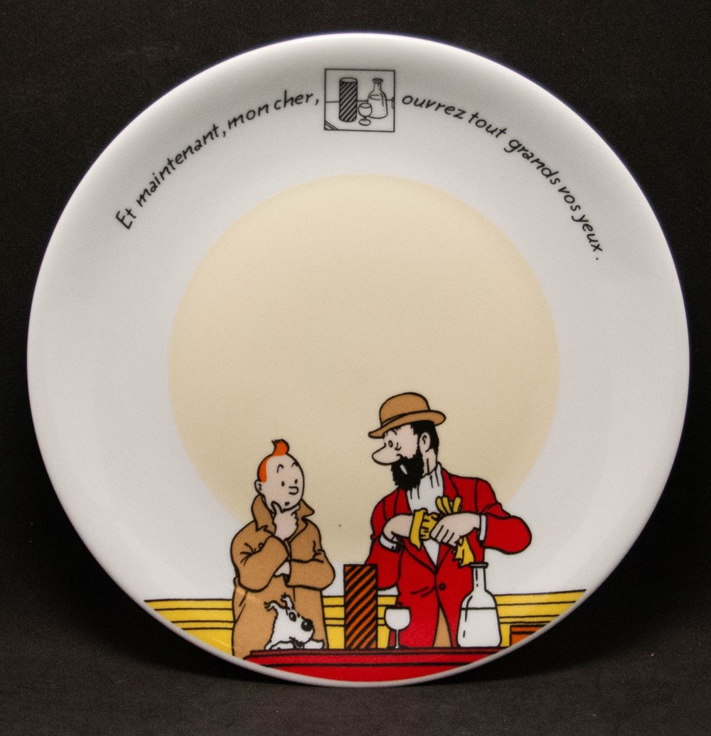 Moulinsart - 1998 - Les 7 boules de cristal - Assiette à dessert - Tintin et Haddock la table argenterie assiettes plats moulinsart 1998 les 7 boules de cristal assiette a dessert tintin et haddock