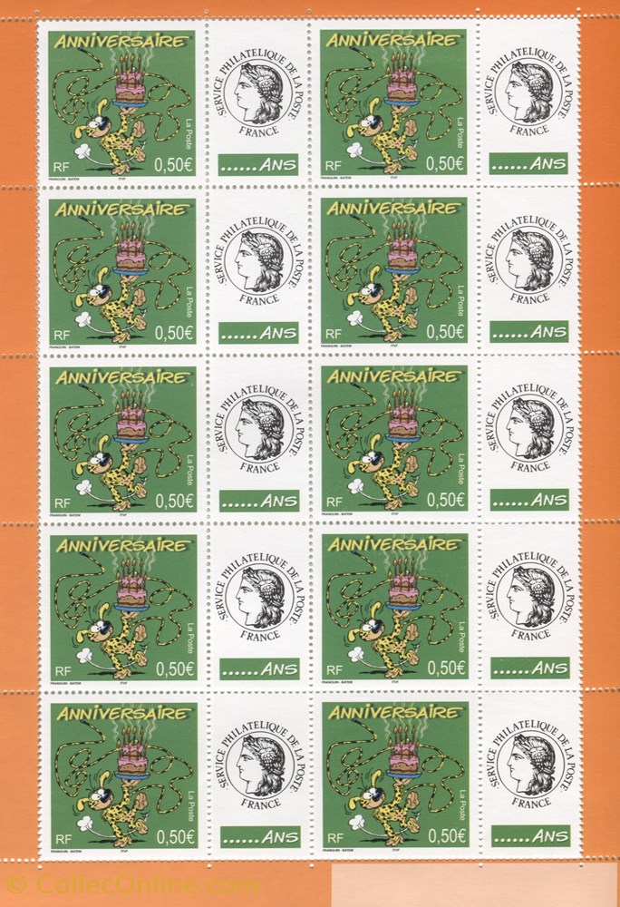 France - Bloc - Neuf - 10x0,50€ - Marsupilami - Anniversaire timbre france bloc neuf 10x0 50 marsupilami anniversaire