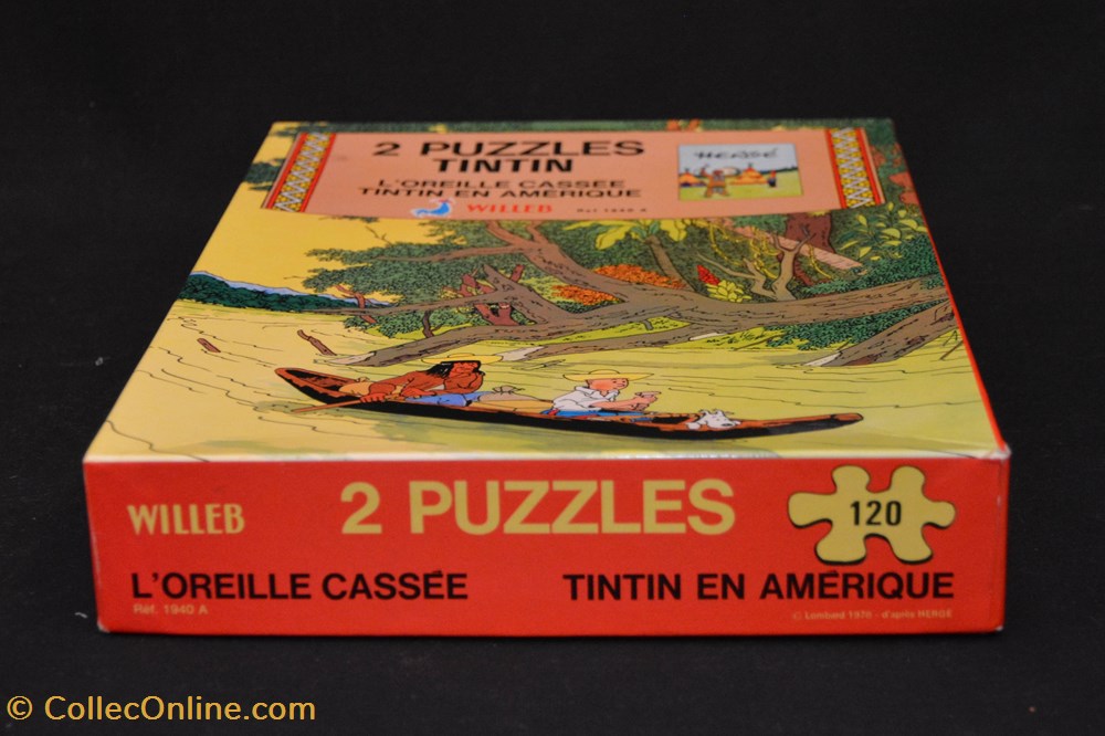 jeux jouet puzzle willeb 1978 2x120 pieces oreille cassee tintin en amerique