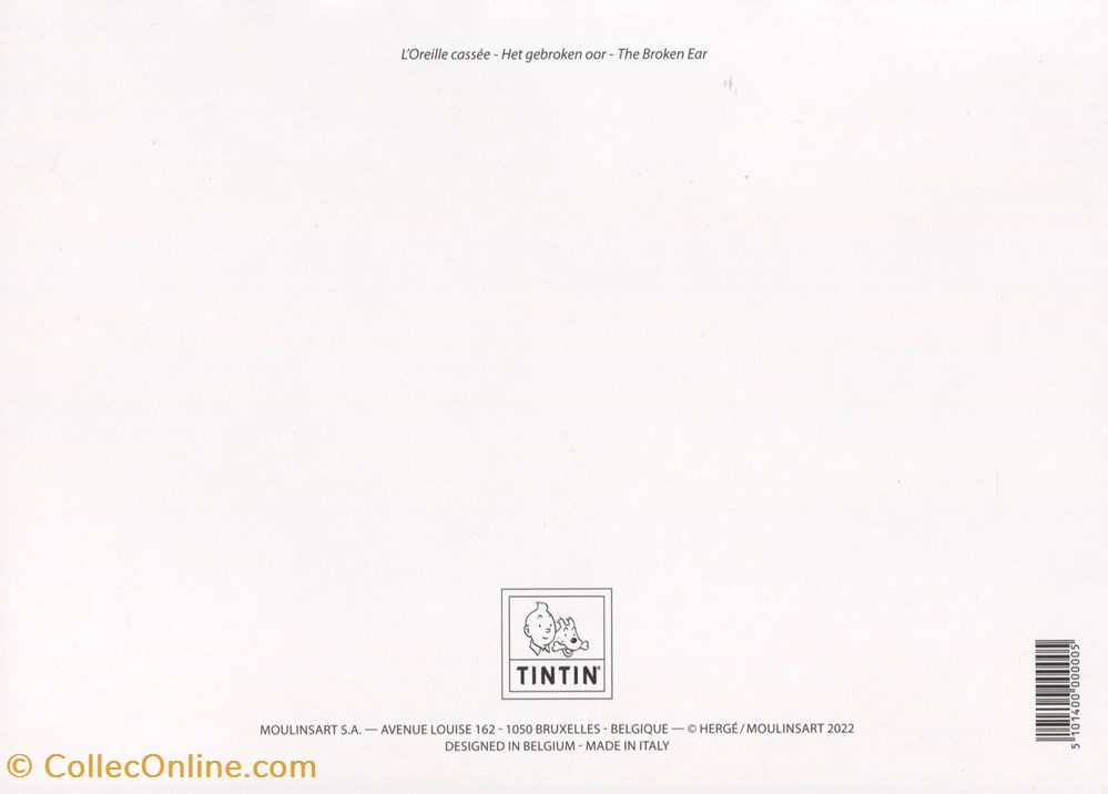 cartes postales carte popu up moulinsart 2022 23x17 oreille cassee
