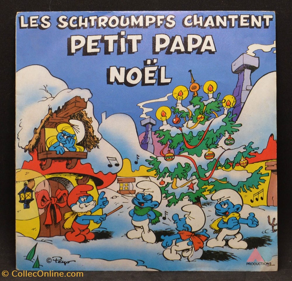 musique instruments disques vinyles vinyl 45 tours 1983 les schtroumpfs chantent petit papa noel