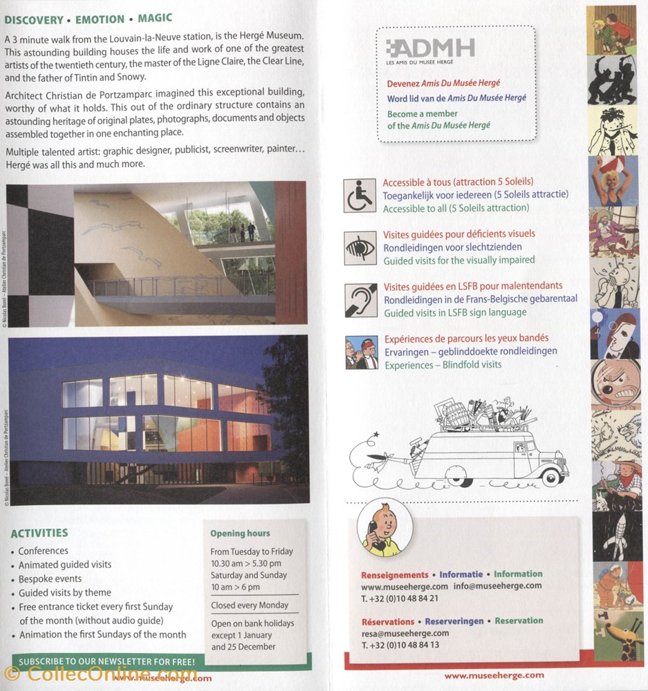vieux papier ticket d entree musee herge brochure fr nl en
