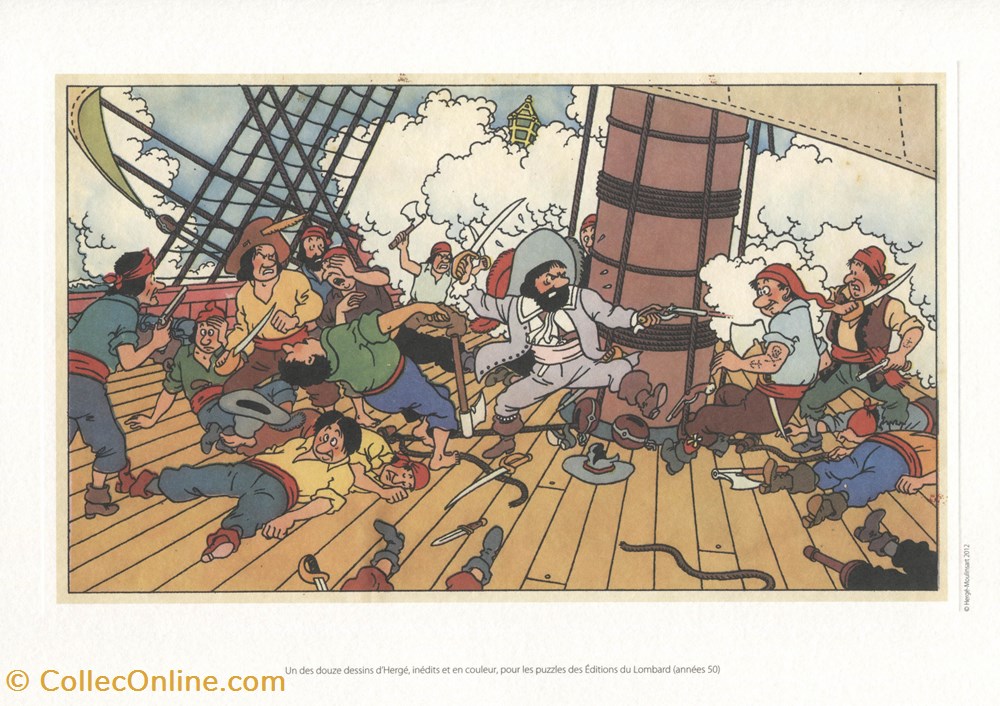 Lithographie - Moulinsart - 2012 - Le secret de la Licorne carte postale lithographie moulinsart 2012 le secret de la licorne
