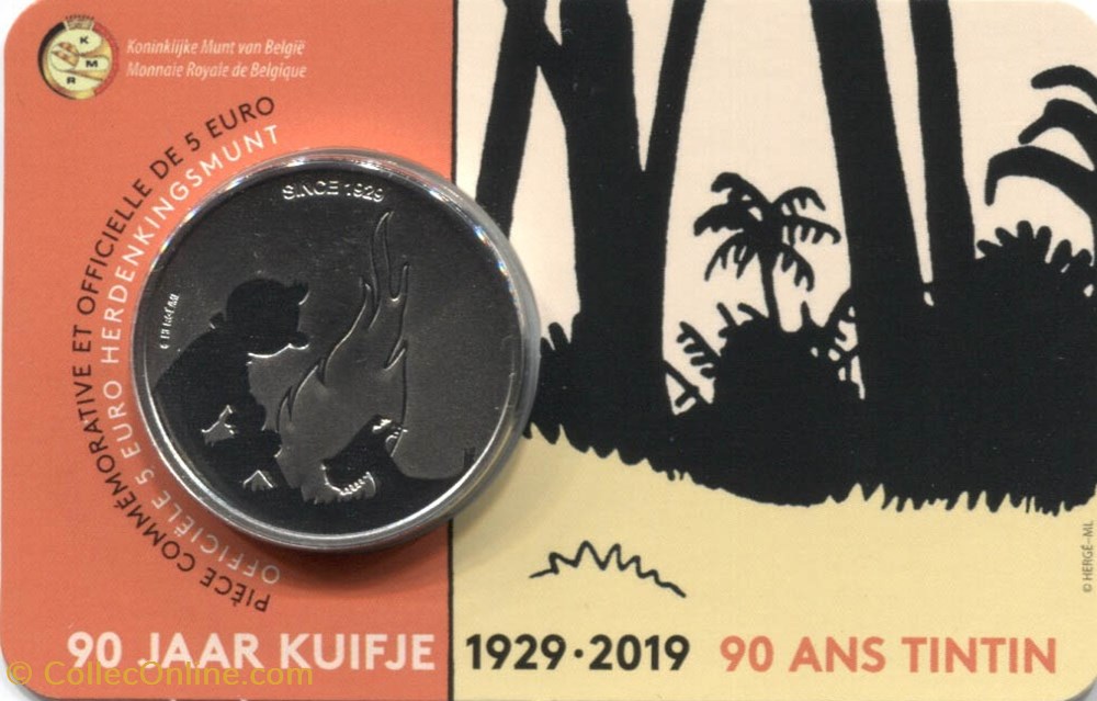 Belgique - 2019 - 5€ - 90 ans Tintin Monochrome monnaie belgique 2019 5 90 ans tintin monochrome