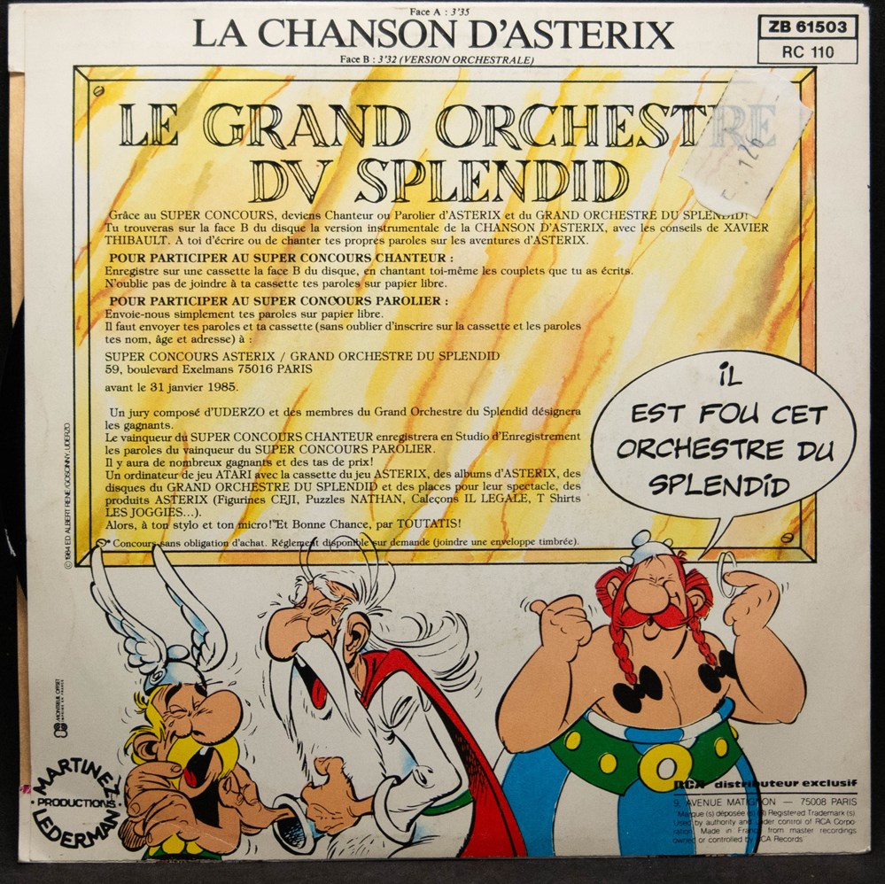 divers film dvd blu ray vinyl 45t parc asterix 1984 la chanson asterix