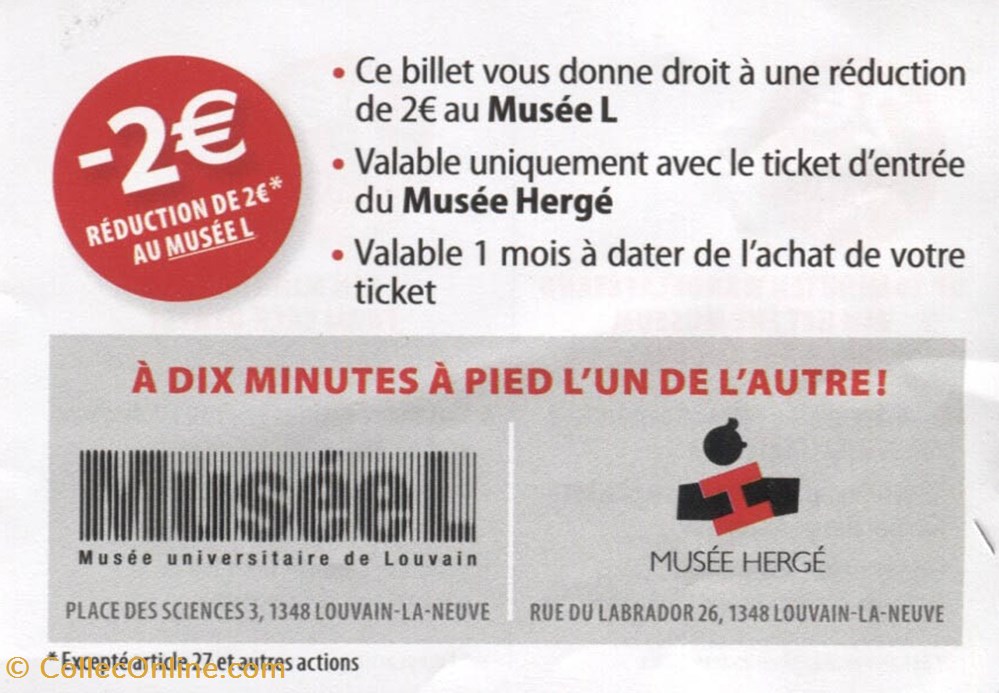 vieux papier ticket entree musee herge coupon reduction