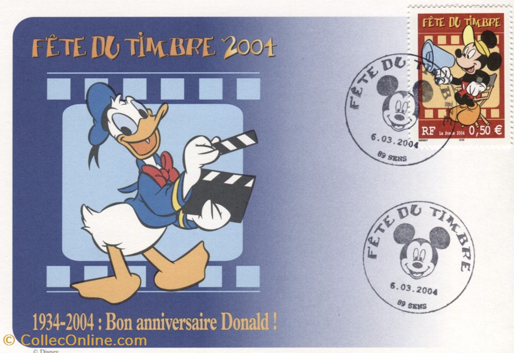 france carte cachet 2004 fete du timbre mickey