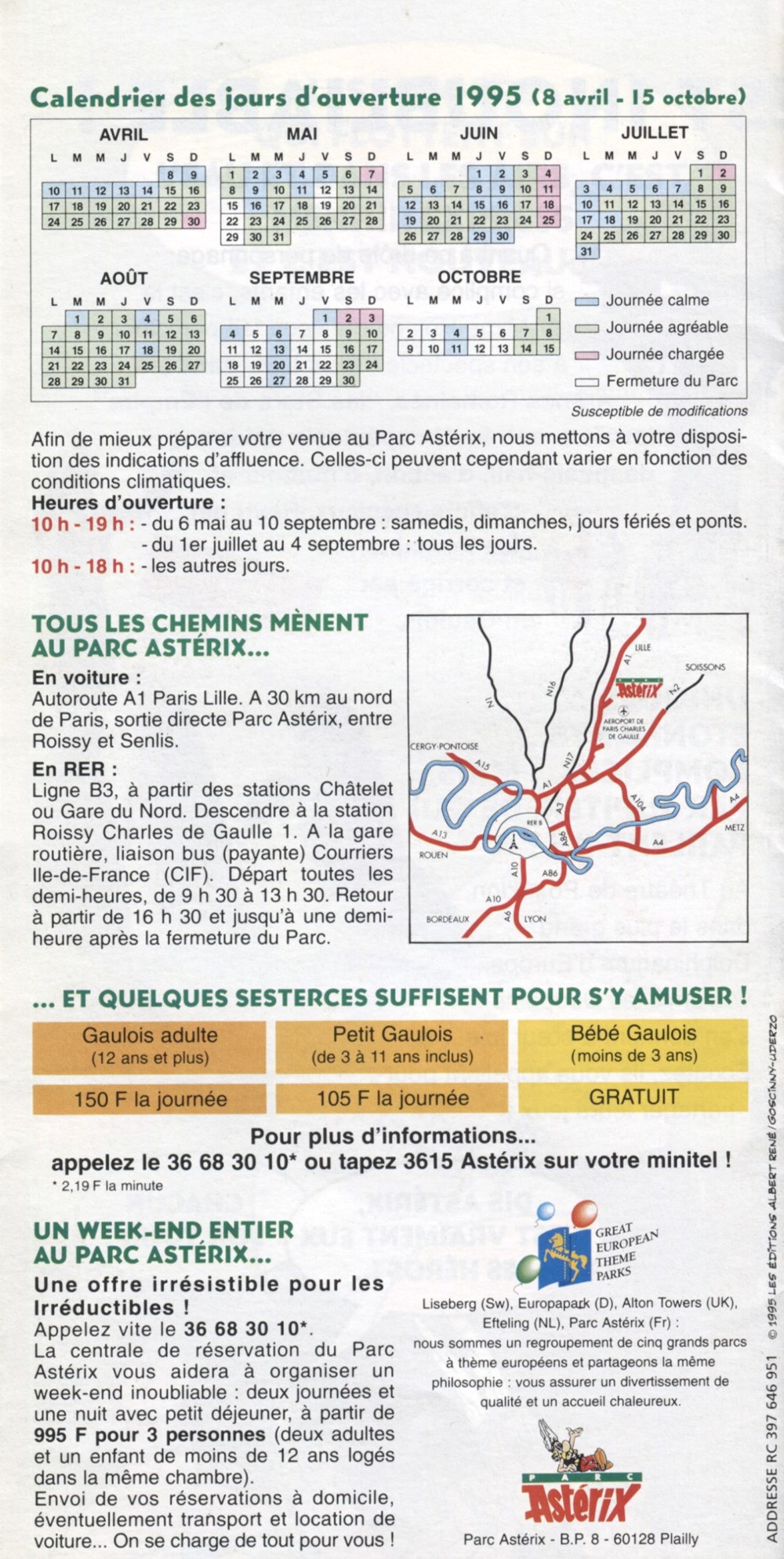 Brochure - Parc Astérix - 1995 documents anciens publicites brochure parc asterix 1995