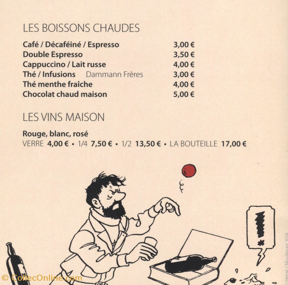 vieux papier ticket entree musee herge le petit vingtieme carte des boissons