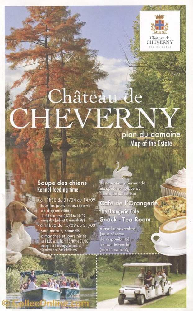 Cheverny - Brochure - Plan du domaine vieux papier ticket entree cheverny brochure plan du domaine