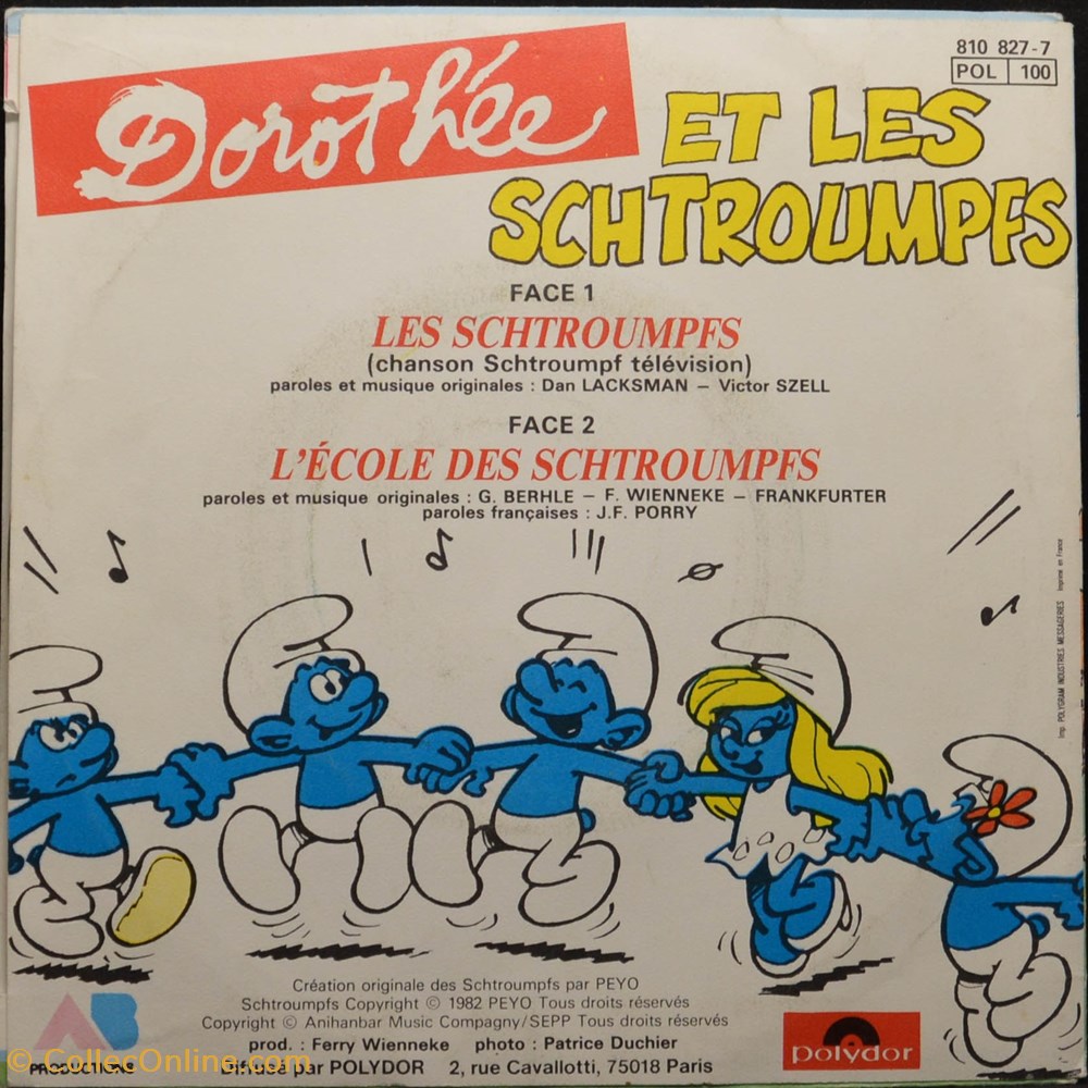 Vinyl - 45 tours - 1982 - Dorothée - Les schtroumpfs musique instruments disques vinyles vinyl 45 tours 1982 dorothee les schtroumpfs
