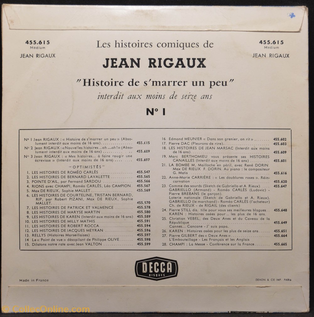 divers vinyl 45 tours jean rigaux n 1