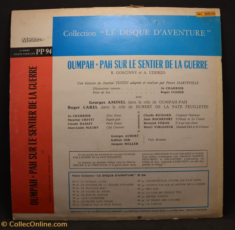 divers film dvd blu ray vinyl 33t oumpah pah sur le sentier de la guerre