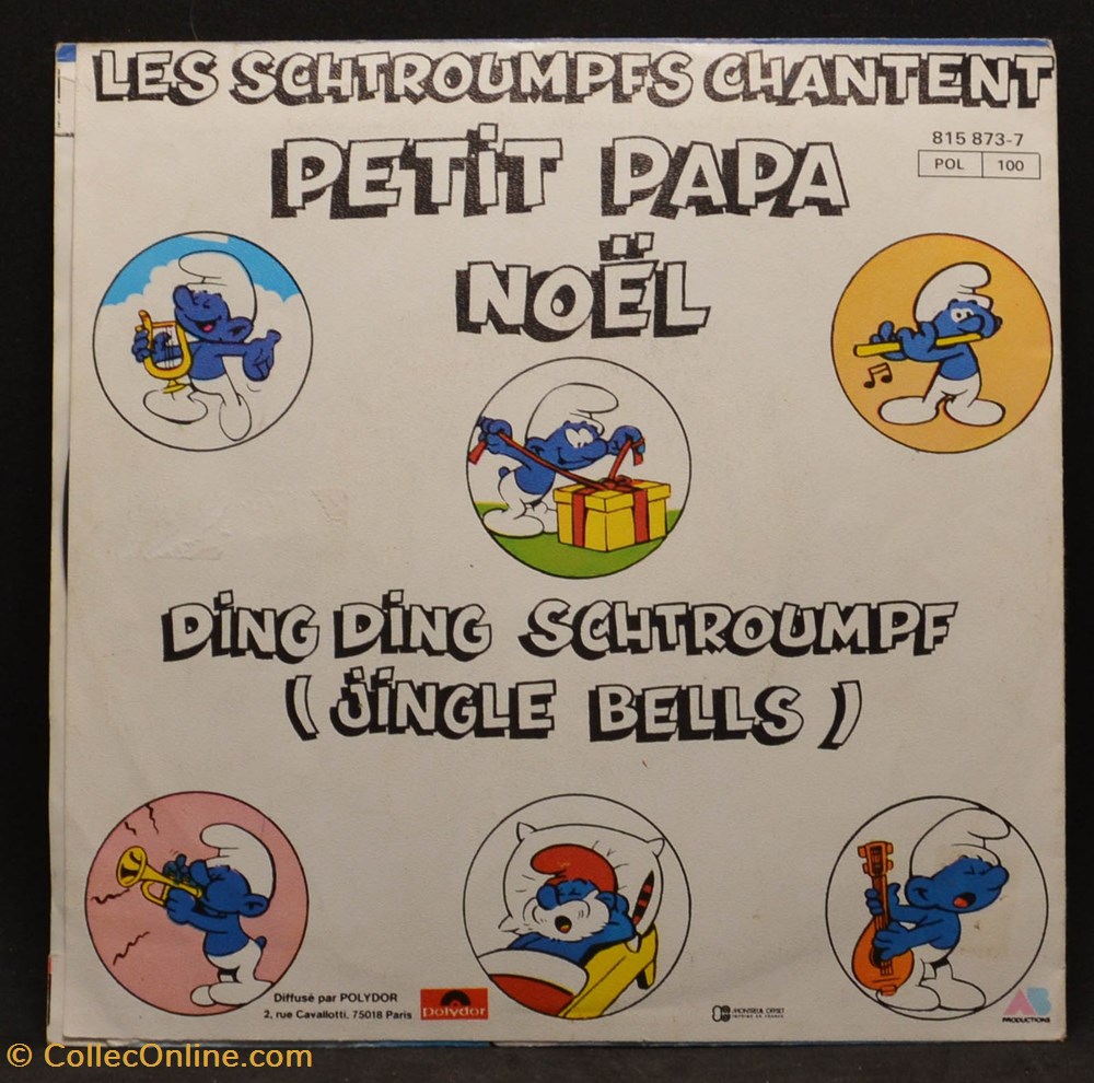 musique instruments disques vinyles vinyl 45 tours 1983 les schtroumpfs chantent petit papa noel