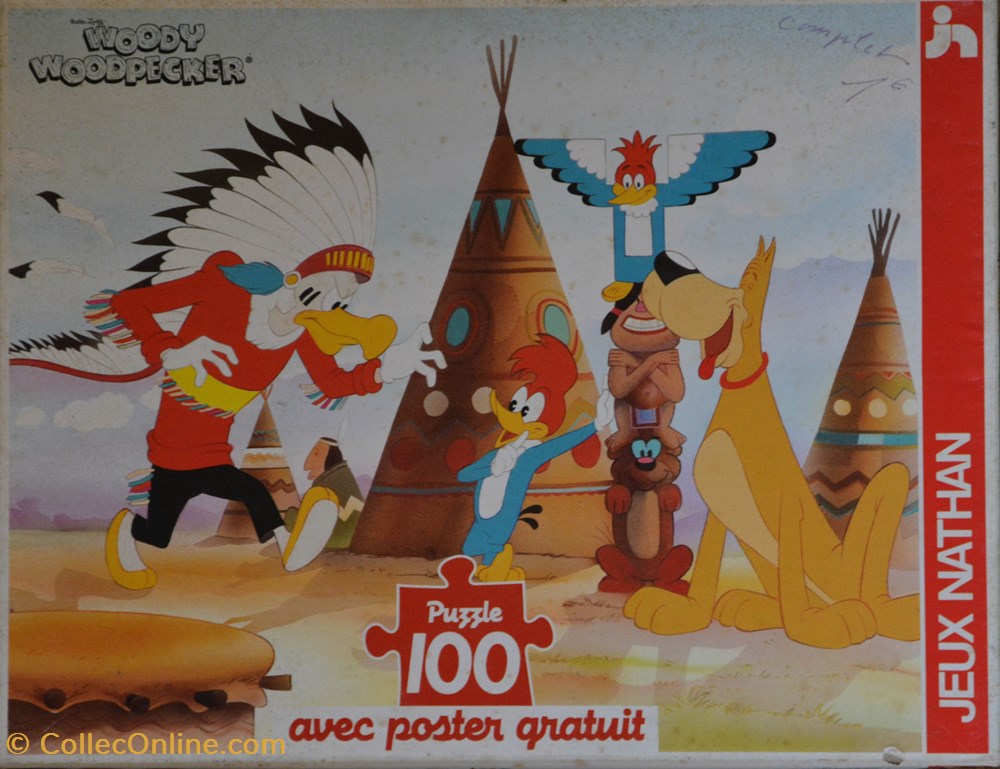 jeux societe jouets casse tete puzzle woody woodpecker nathan 100 pieces 1992 au pays des indiens