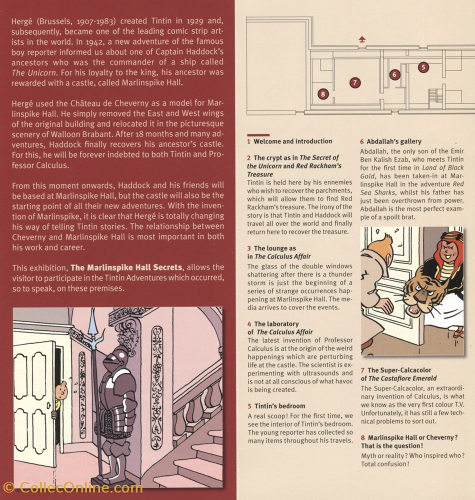 vieux papier ticket entree cheverny brochure les secrets de moulinsart