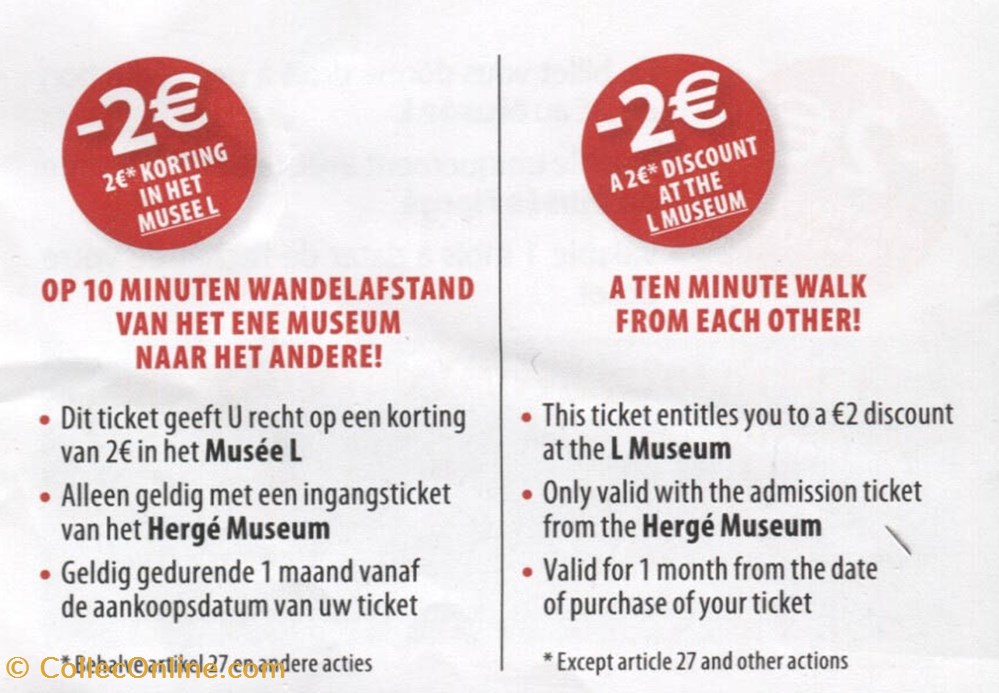 vieux papier ticket entree musee herge coupon reduction