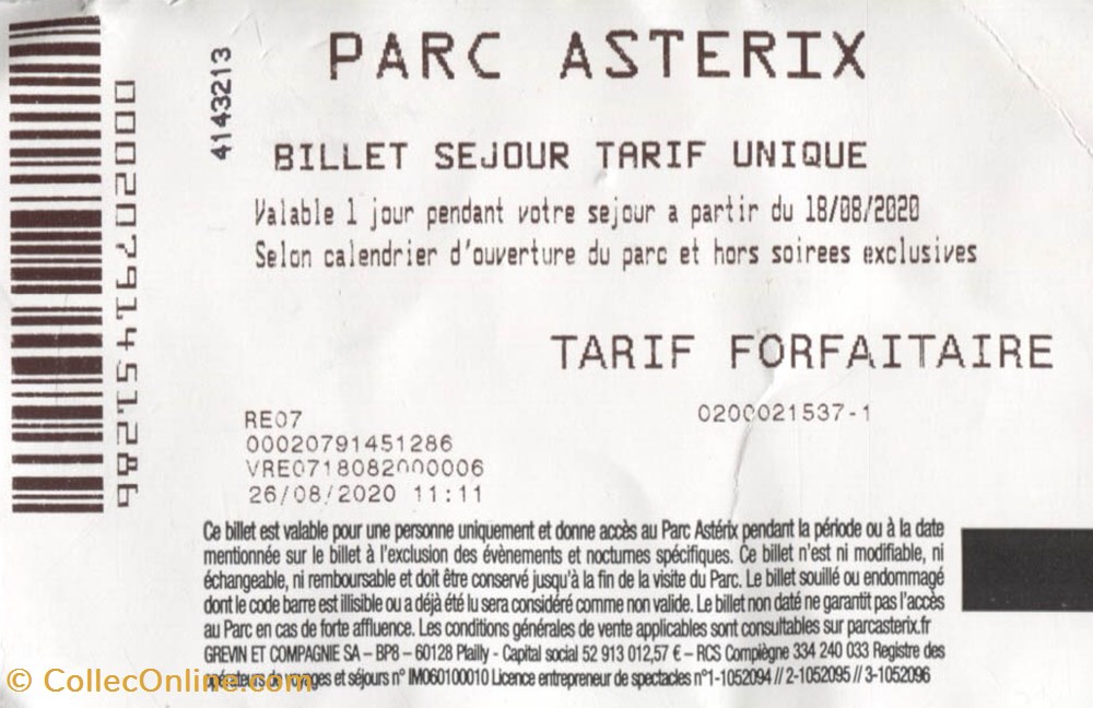 Brochure - Parc Astérix - 2020 - Billet - Catacombes Obélix vieux papier publicite brochure parc asterix 2020 billet catacombes obelix