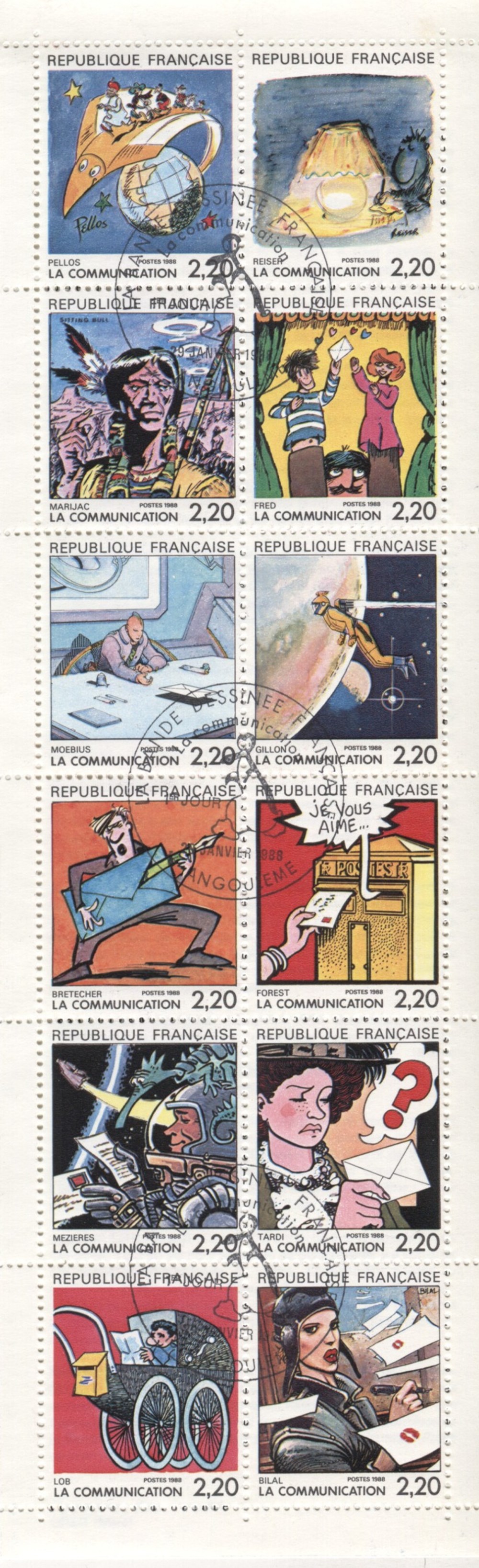 timbres france 1er bloc neuf 1988 2 20 la communication