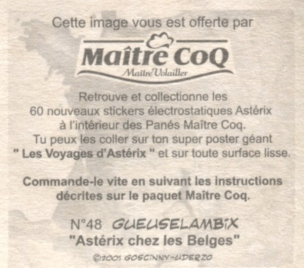Maître Coq - Les voyages d'Astérix - 48 - Gueuselambix divers decorations magnets autocollants maitre coq les voyages asterix 48 gueuselambix