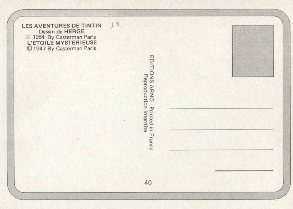 Carte - Casterman - 10x15 - 1984 - L'étoile mystérieuse cartes postales carte casterman 10x15 1984 etoile mysterieuse
